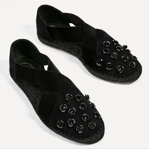 Zara black Espadrilles with flower detail